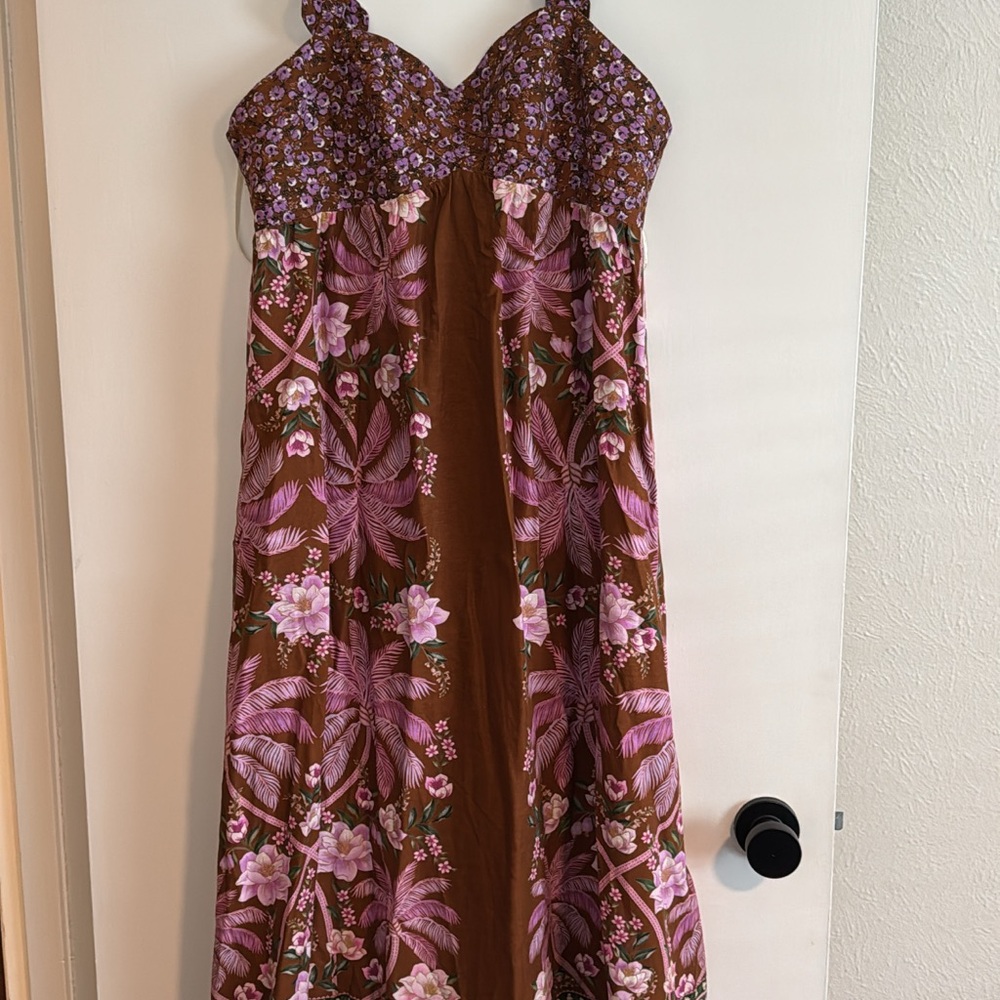 Farm Rio Brown Palm Maxi Dress - XL